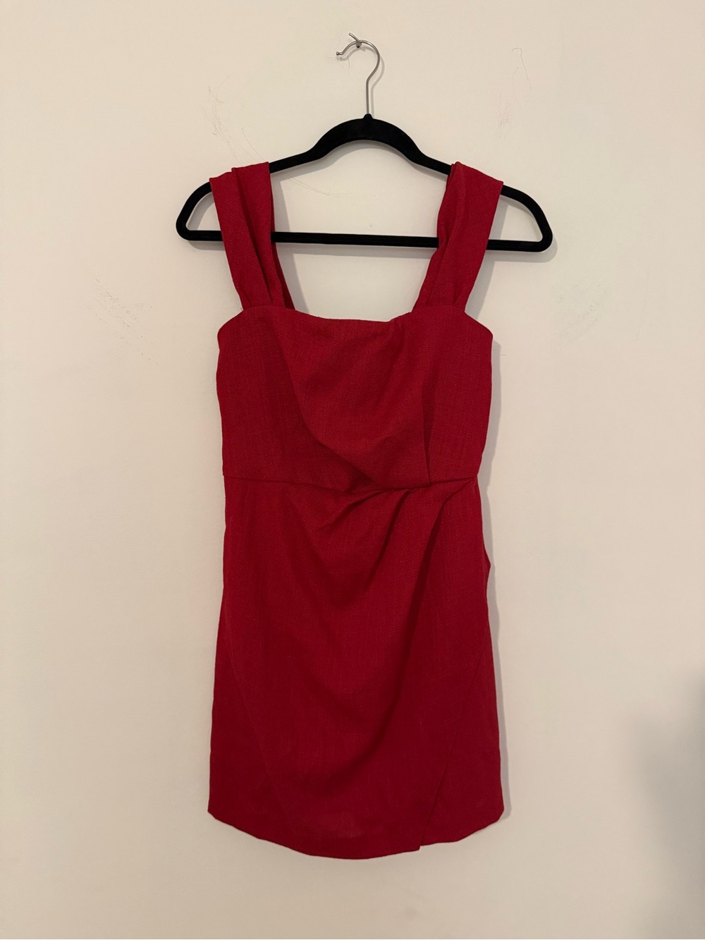 Zara Red Square-Neck Mini Dress with Wide Straps